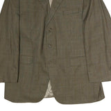 MACEYS Mens Brown Checked Classic Jacket XL Cotton Woven Button Closure