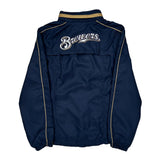 Milwaukee Brewers Carl Banks Mlb Windbreaker - Large Blue Polyester