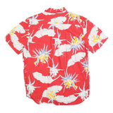 VANS Mens Red Floral Print Cotton Blend Shirt M Casual Summer Style