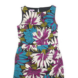 MONSOON Womens Black Blue & Purple Floral Day Cotton Blend Dress UK 14