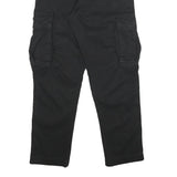 ZARA Mens Black Regular Cargo Trousers W30 L30 Cotton Blend Zip Pocketed
