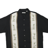 CAMPIA MODA Mens Black & Cream Palm Tree Print Cotton Blend Shirt XL Relaxed Fit
