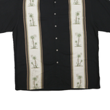 CAMPIA MODA Mens Black & Cream Palm Tree Print Cotton Blend Shirt XL Relaxed Fit