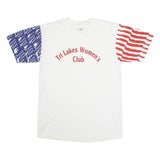 LAT SPORT Mens White Red & Blue Graphic T-Shirt L Short Sleeve Crew Neck Tri