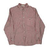 Lacoste Striped Shirt - Large Red Linen