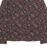 WHITE STUFF Womens Black & Orange Printed Cotton Top Long Sleeve V-Neck UK 8