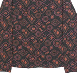 WHITE STUFF Womens Black & Orange Printed Cotton Top Long Sleeve V-Neck UK 8