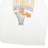 THIRTY SINGLE Mens White Los Angeles Basketball Graphic Long Sleeve Crew Neck XL