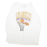 THIRTY SINGLE Mens White Los Angeles Basketball Graphic Long Sleeve Crew Neck XL