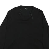 DKNY Womens Black Plain Jumper Crew Neck Basic Knit L Cotton Blend