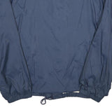 Mens Navy Blue Nylon Jacket L Button Closure Plain Lightweight Casual