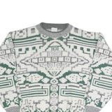 NEW FAST Mens Grey & White Patterned Cotton Blend Jumper M Crew Neck Chunky Knit