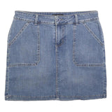 LEE Womens Blue Denim Mini Skirt Cotton Blend Casual Pockets Size M