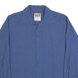 WRANGLER Mens Blue Check Shirt L Cotton Blend Long Sleeve Button Front Casual