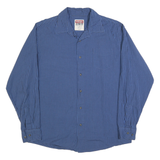 WRANGLER Mens Blue Check Shirt L Cotton Blend Long Sleeve Button Front Casual
