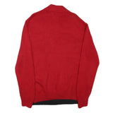 CHAPS Mens Red & Black Patterned Pullover Jumper Half Zip Cotton Blend L