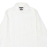 TOMMY HILFIGER Womens White Cotton Blend Shirt M Classic Button-Down Long Sleeve