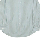 TOMMY HILFIGER Mens Green & White Striped Button Down Shirt XL Classic Fit