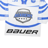 Mens White Blue Ochsner Hockey Academy Graphic T-Shirt XL Long Sleeve V-Neck