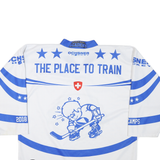 Mens White Blue Ochsner Hockey Academy Graphic T-Shirt XL Long Sleeve V-Neck