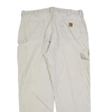 CARHARTT Mens Cotton Beige Relaxed Straight Trousers W40 L34 Workwear Casual Zip