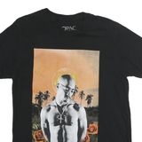 2PAC Mens Black Graphic T-Shirt M Short Sleeve Crew Neck Rapper Print
