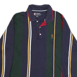CHAPS RALPH LAUREN Mens Navy & Green Red Yellow Striped Long Sleeve Polo Shirt M
