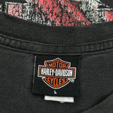 American Flag And Eagle Graphic Harley Davidson Graphic T-Shirt - Large Black Cotton