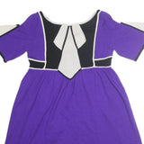 TEMPERLEY LONDON Womens Purple & Black Cotton Blend Day Dress Sleeved M Stylish
