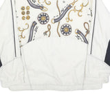 SUNSET Mens White & Black Polyester Blend Zip Jacket M Nautical Print Casual