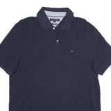TOMMY HILFIGER Mens Blue Short Sleeve Plain Polo Shirt XL Casual Cotton