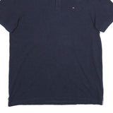 TOMMY HILFIGER Mens Blue Short Sleeve Plain Polo Shirt XL Casual Cotton