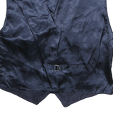 CITYLIFE Womens Navy Blue Leather Button Jacket UK 16 Suede Satin Lined Vest