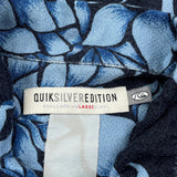Quiksilver Floral Hawaiian Shirt - Large Blue Cotton