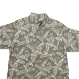 WOOLRICH Mens Green & Cream Tropical Print Shirt L Cotton Blend Summer Casual