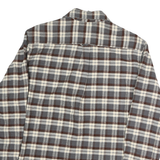 JACHS Mens Grey & Brown Checked Cotton Shirt L Button Closure Long Sleeve Casual