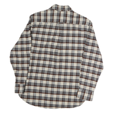 JACHS Mens Grey & Brown Checked Cotton Shirt L Button Closure Long Sleeve Casual