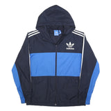 ADIDAS Mens Blue & Navy Hooded Zip Jacket L Polyester Blend Sportswear