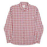 TIMBERLAND Mens Red & White Check Shirt L Cotton Blend Casual Long Sleeve Button