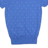 FRED PERRY Womens Blue Polka Dot Patterned Crew Neck Basic Knit UK 10 Cotton