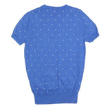 FRED PERRY Womens Blue Polka Dot Patterned Crew Neck Basic Knit UK 10 Cotton