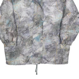 Womens Grey Abstract Print Zip Jacket L Polyester Blend Casual Lightweight