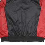 Mens Black & Red Letter M Button Jacket L Polyester Blend Satin Heart Print