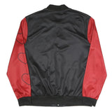 Mens Black & Red Letter M Button Jacket L Polyester Blend Satin Heart Print