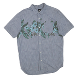 VANS Mens Blue Floral Print Short Sleeve Shirt L Casual Cotton Blend Summer