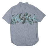VANS Mens Blue Floral Print Short Sleeve Shirt L Casual Cotton Blend Summer