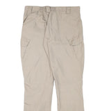 Beige Mens Regular Fit Casual Trousers W32 L30 Polyester Blend Zip Pockets
