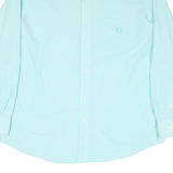 CHAPS Mens Blue Plain Cotton Blend Shirt L Button-Down Collar Long Sleeve Casual