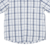 CHAPS Mens White & Blue Check Shirt L Lightweight Cotton Short Sleeve Casual