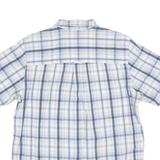 CHAPS Mens White & Blue Check Shirt L Lightweight Cotton Short Sleeve Casual